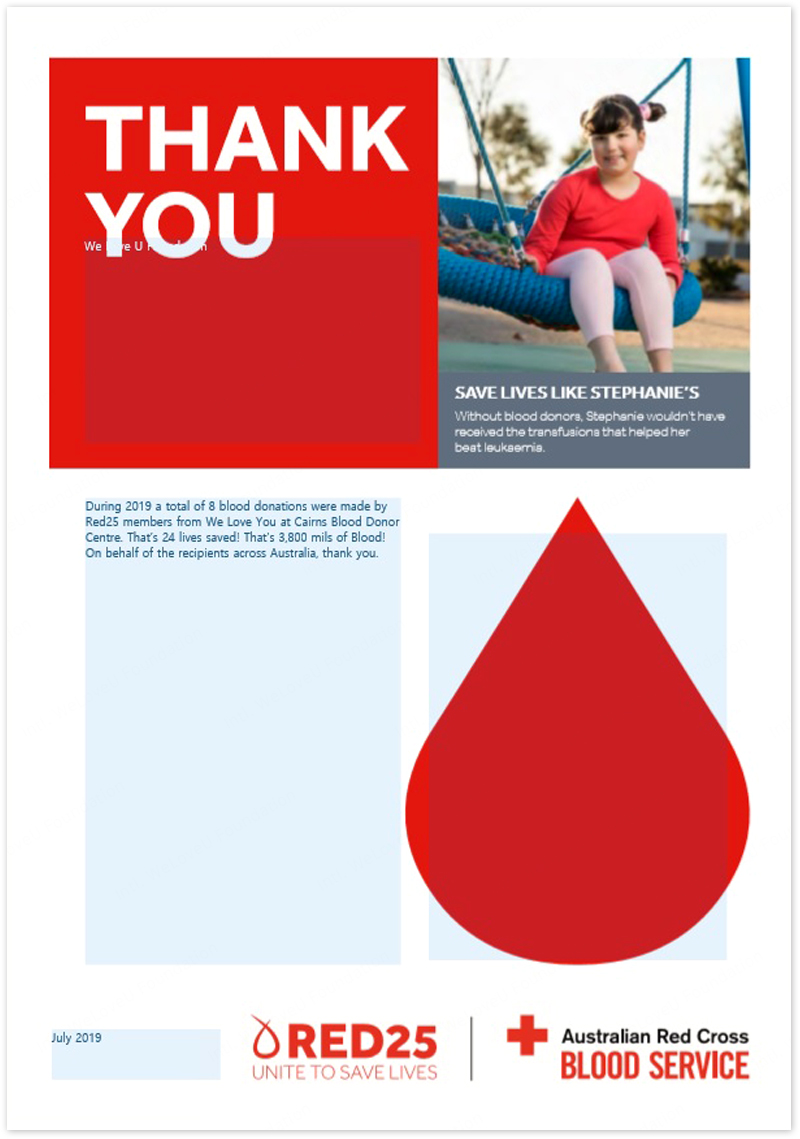 Certificate of Appreciation from Australian Red Cross Blood Service