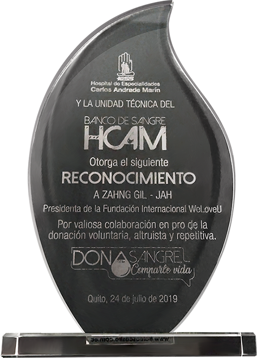 Plaque of Appreciation from HCAM in Ecuador
