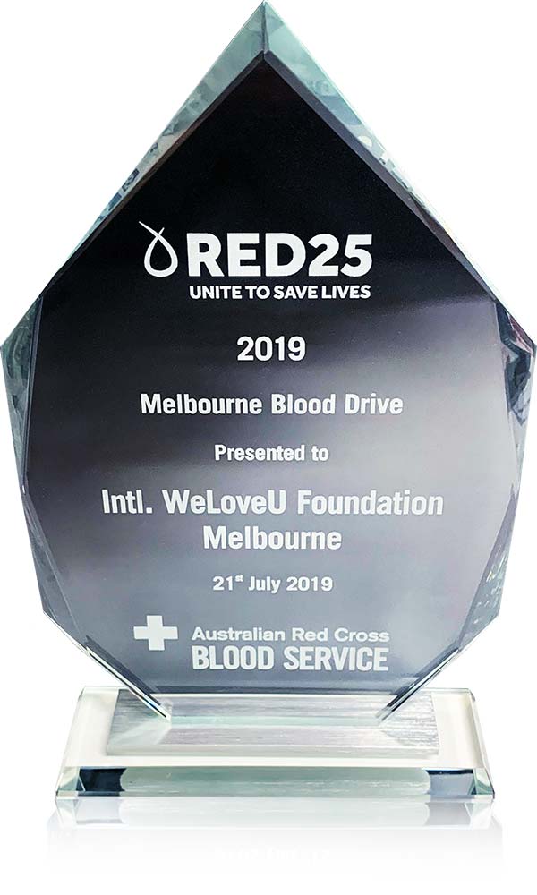 Plaque of Appreciation from Australian Red Cross Blood Service