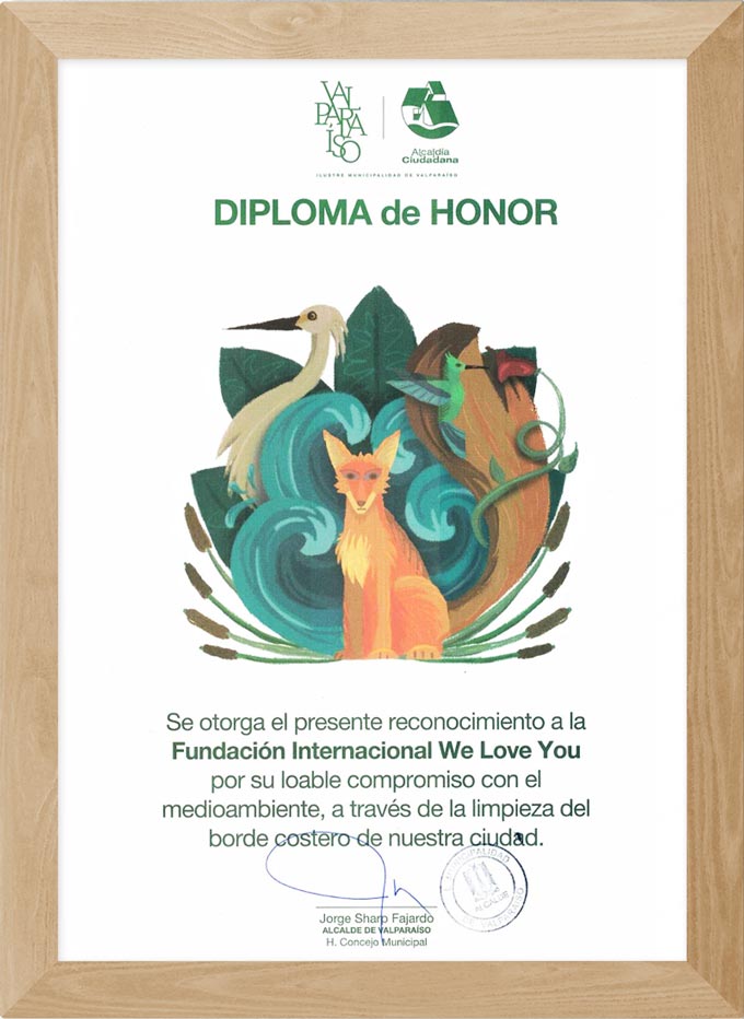 Certificate of Honor from Mayor of Valparaiso, Chile