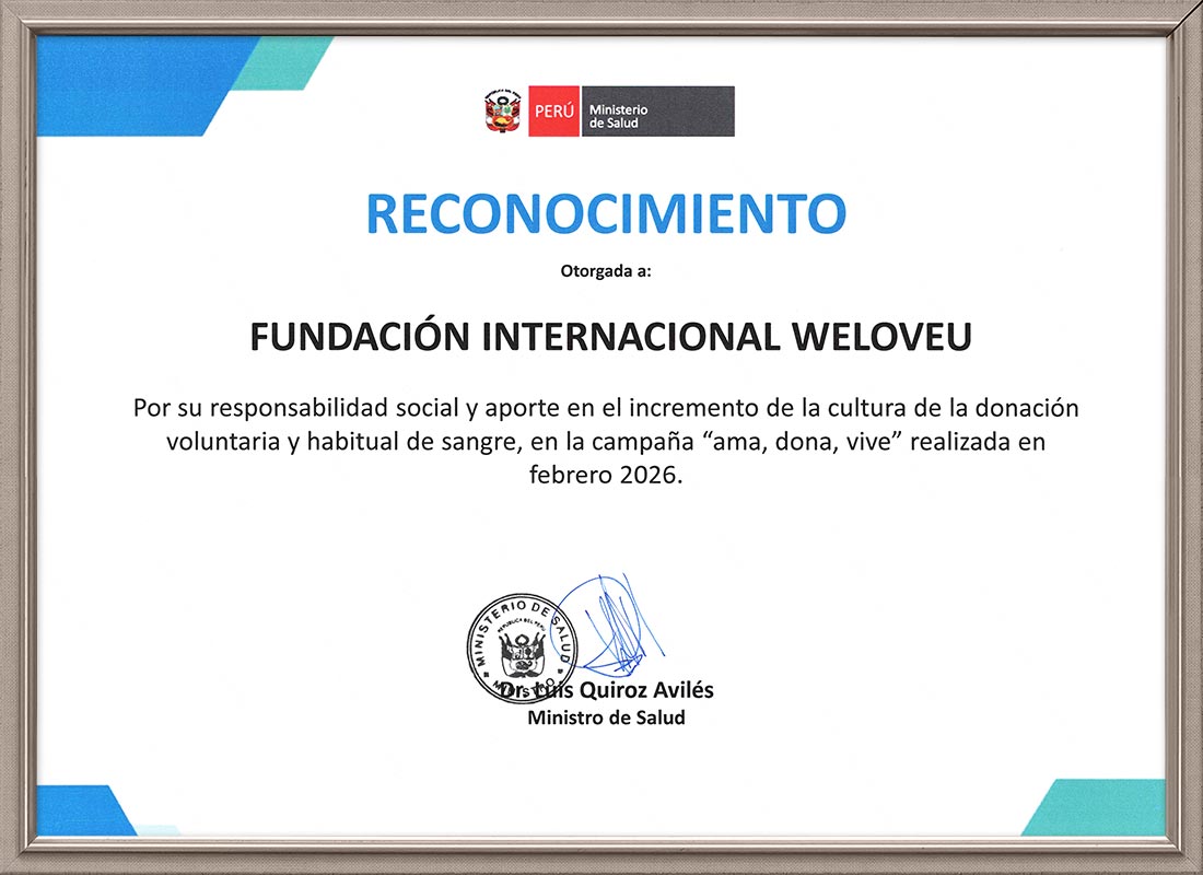 페루 보건부 장관 감사장